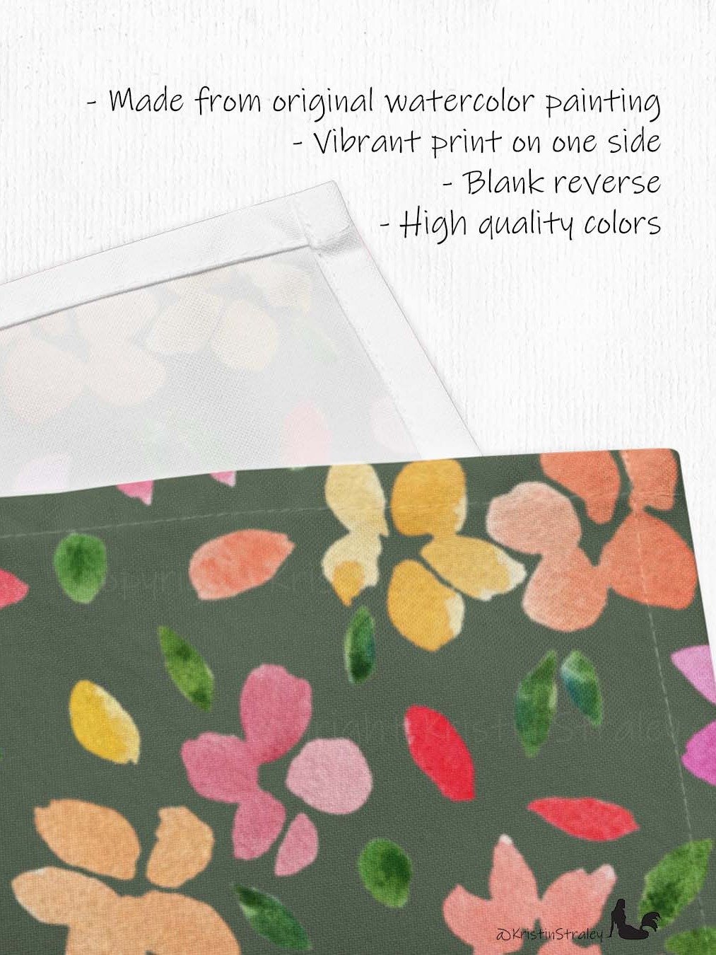 Spring Flowers on Olive Green Cloth Napkin Set of 4 product image (3)
