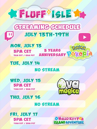 Next week’s schedule:
Monday: Big 3rd anniversary stream! We will play QuipLash and Pokopia. There will be game key giveaways...