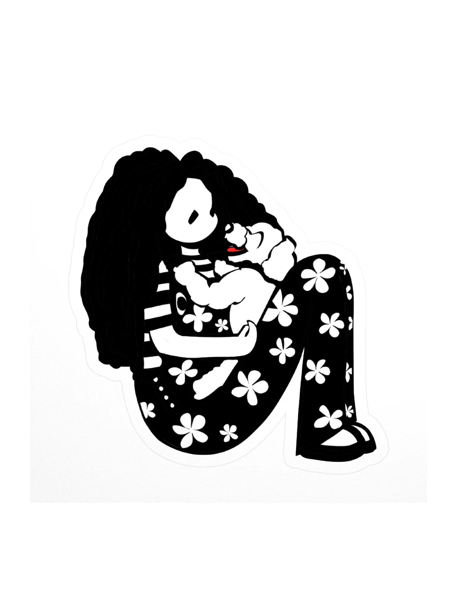 Sticker: Girl with laughing dog on her lap product image (1)