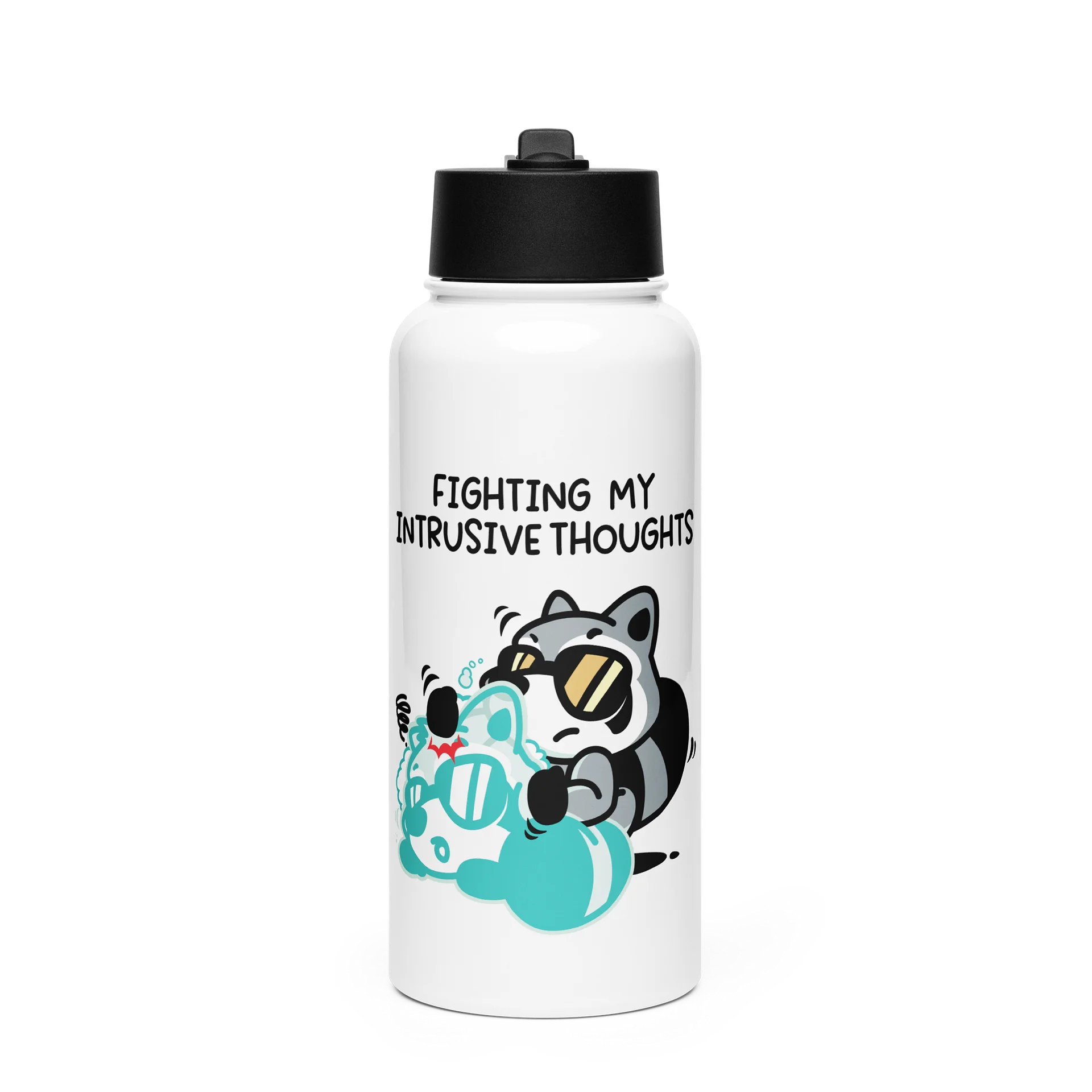 Fighting My Intrusive Thoughts Steel Water Bottle product image (1)