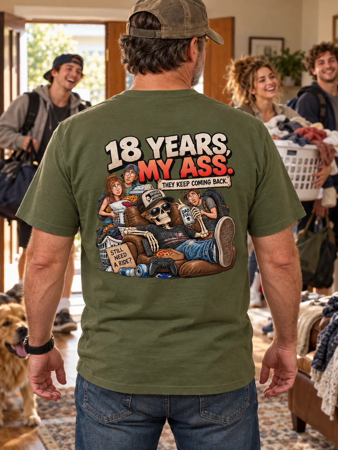 Funny Dad Shirt — 18 Years, My Ass! They Keep Coming Back | Broken Rubber™ product image (1)