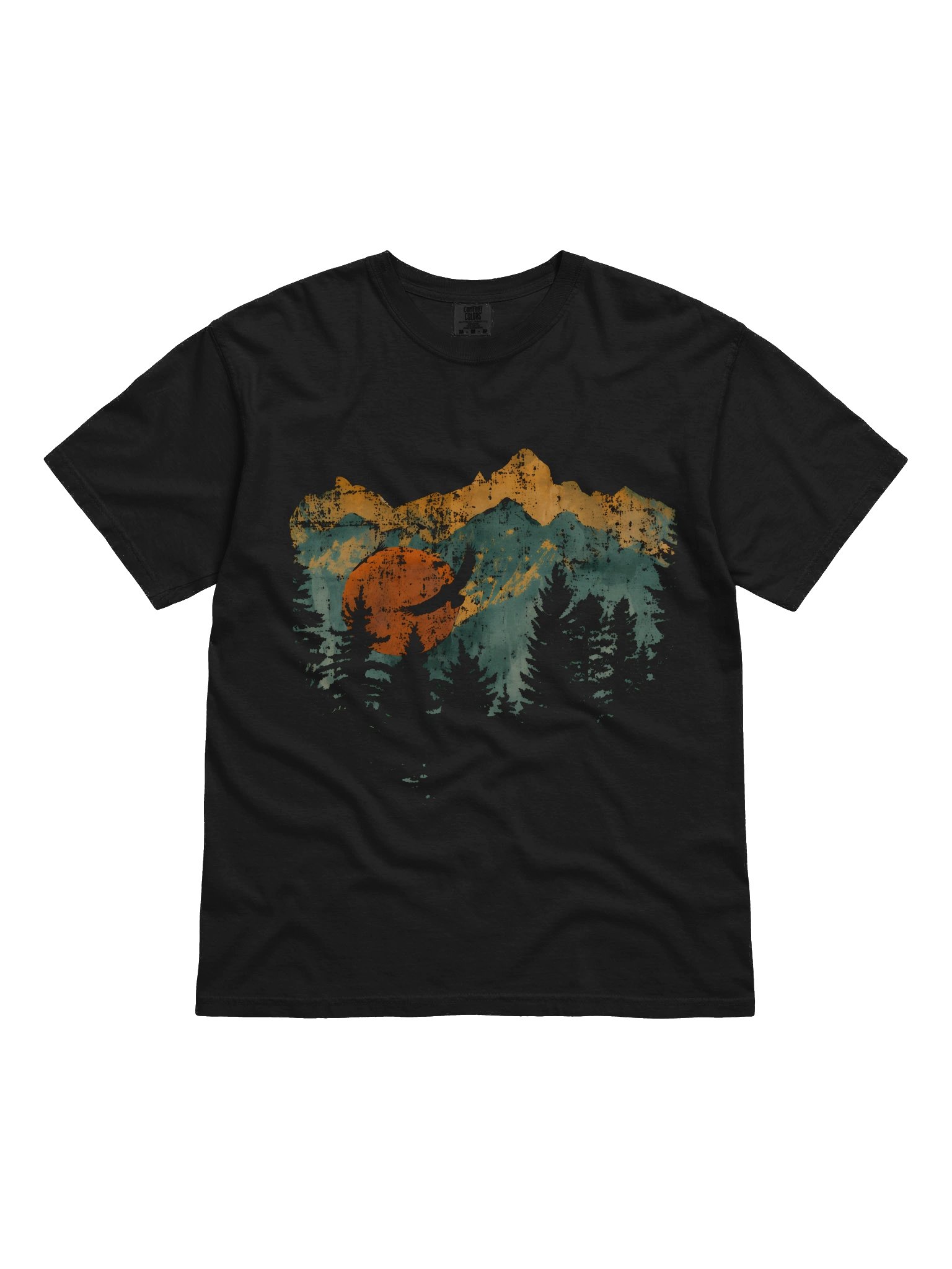 Vintage Soaring Eagle Mountain T-Shirt – Distressed Forest Sunset Wildlife Apparel product image (1)