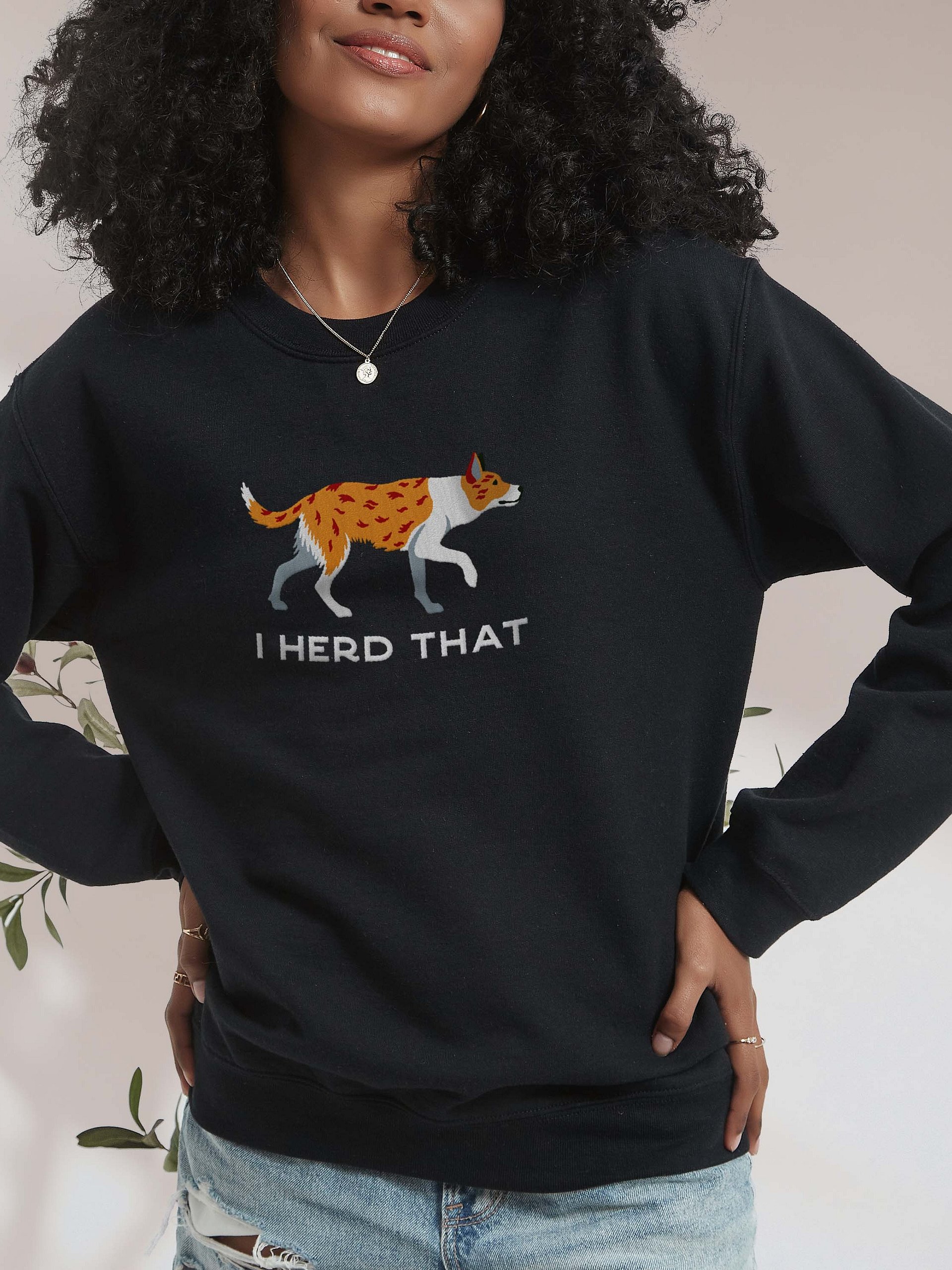 I Herd That Sweatshirt (Embroidered) of a Smooth-Coated Border Collie(Red Merle) product image (2)