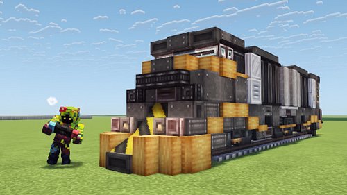 Hauling cargo through the rust and neon. 🚂⚡️ Built this heavy, gritty industrial cyberpunk freight train with create mod, not...