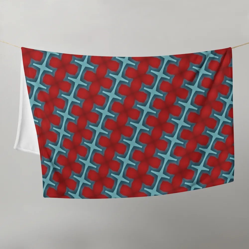 Red & Blue Diagonal Floral Throw Blanket product image (2)