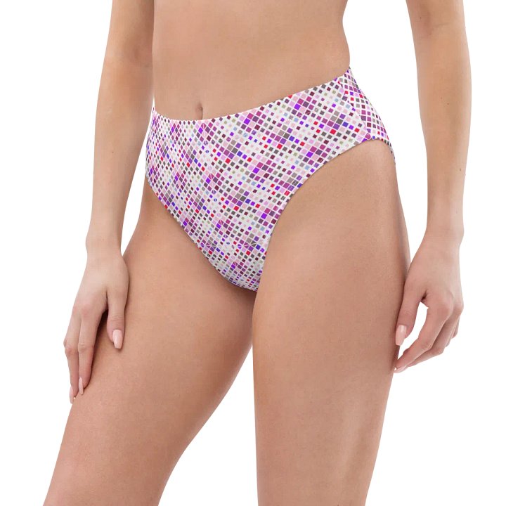 Colorful Square Pattern Design High Waist Bikini Bottom - V1 product image (1)