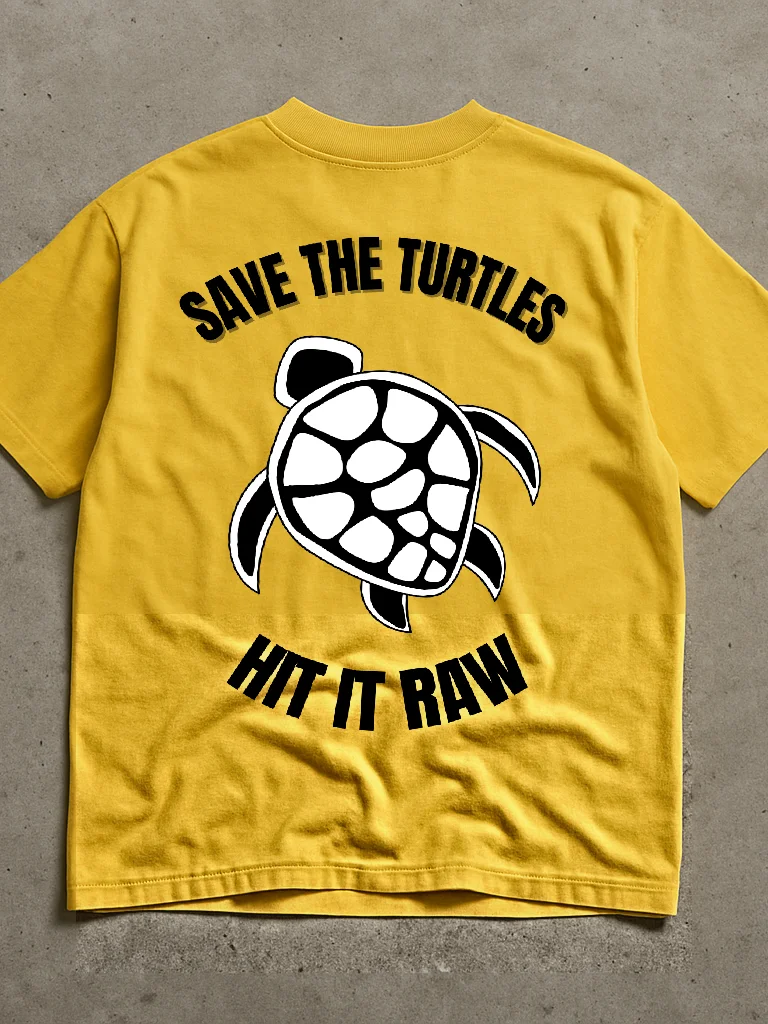 Save The Turtles Hit It Raw Shirt (Back Printed) product image (2)