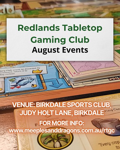 Redlands Tabletop Gaming Club - August sessions are locked in 🎉

🎲 Sunday D&D & Board Games: August 9, 23
🎲 Friday Night B...