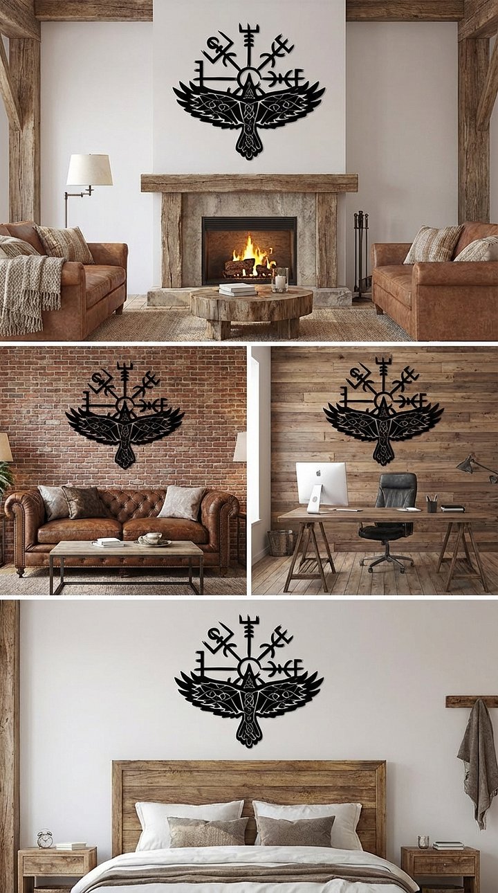 Vegvisir Raven Wall Art – Norse Wayfinder Guardian product image (2)