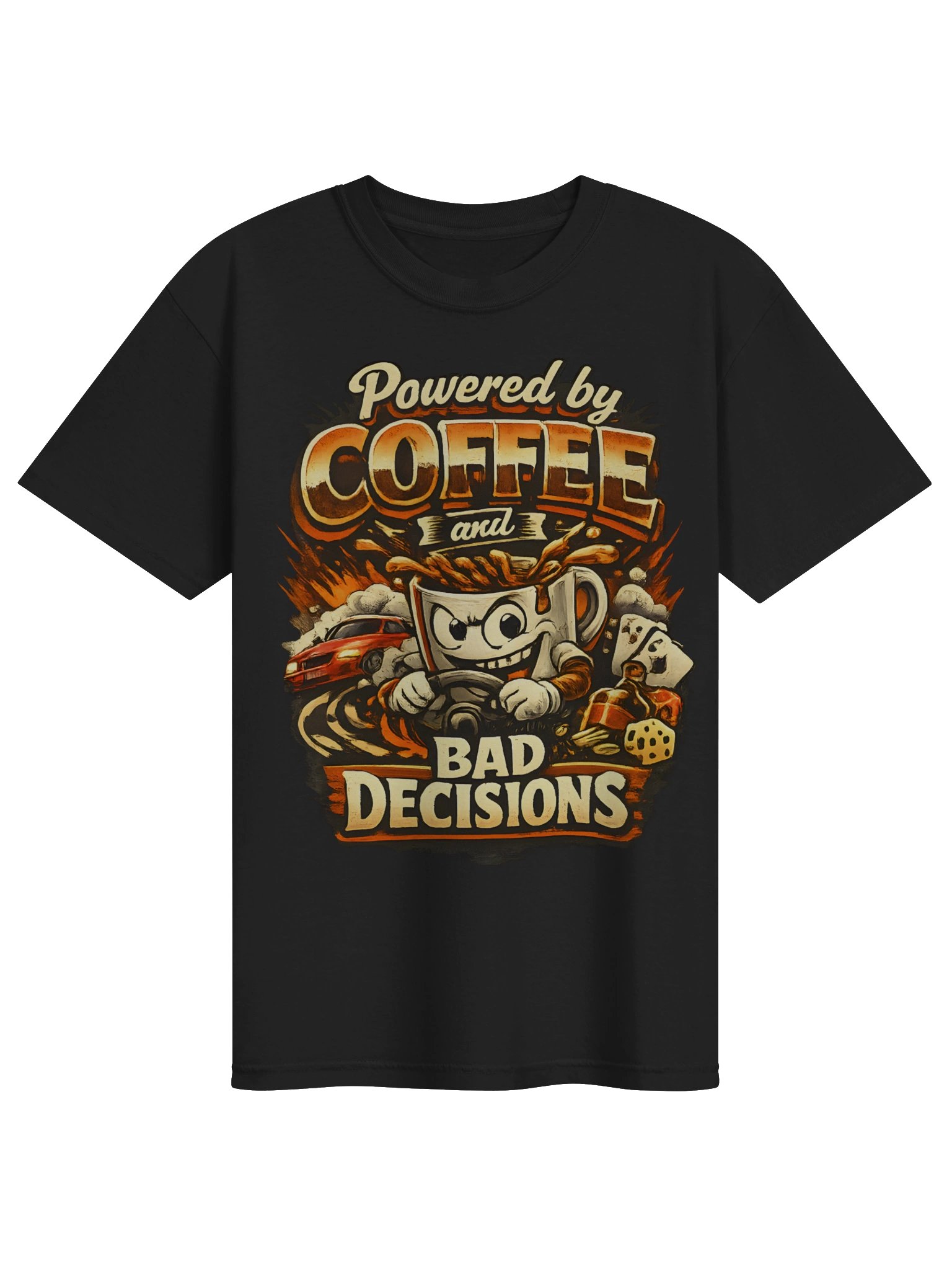 Powered by Coffee and Bad Decisions Sarcastic Graphic Tee product image (2)