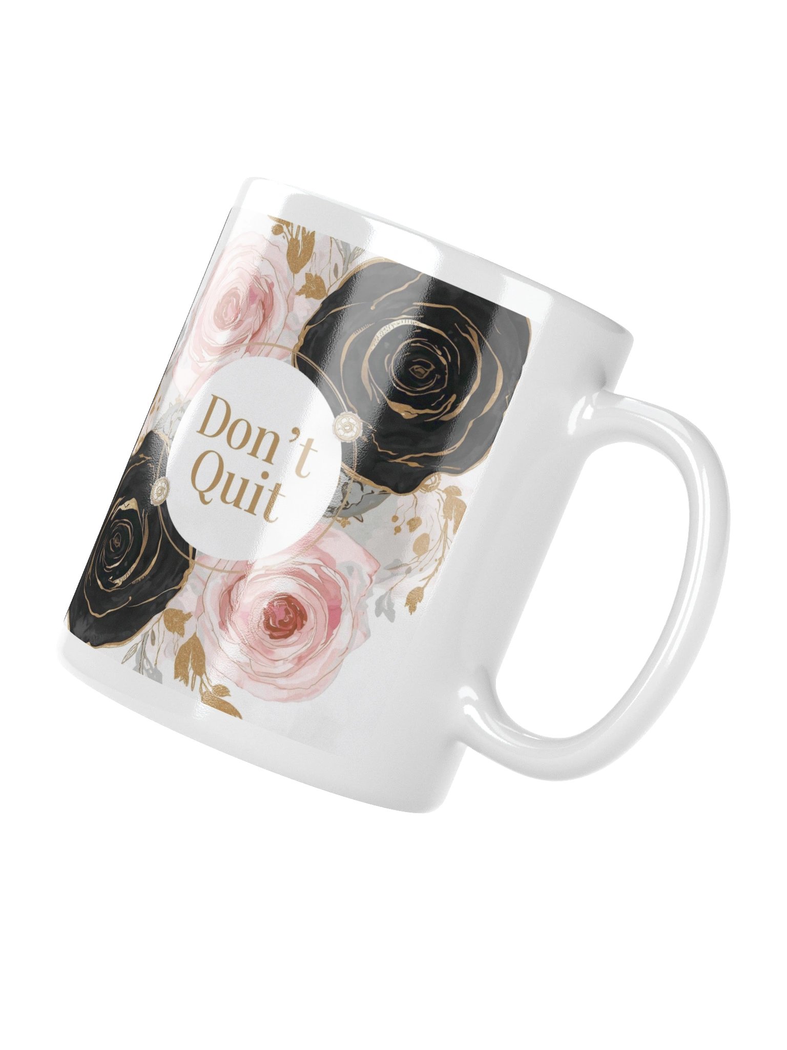 Don't Quit - Floral Motivation White Glossy Mug product image (7)
