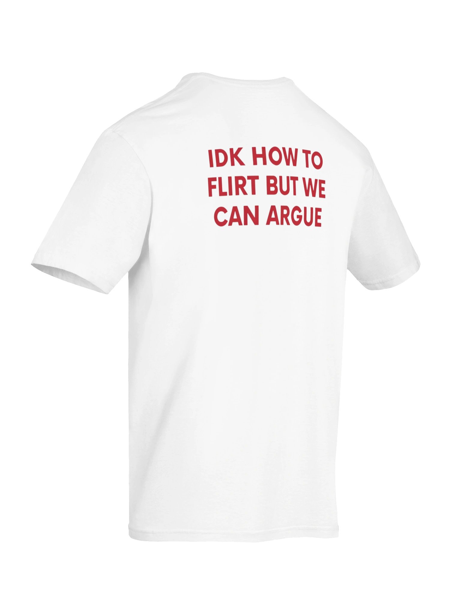 " IDK HOW TO FLIRT BUT WE CAN ARGUE " Back-Print Graphic Tee product image (35)