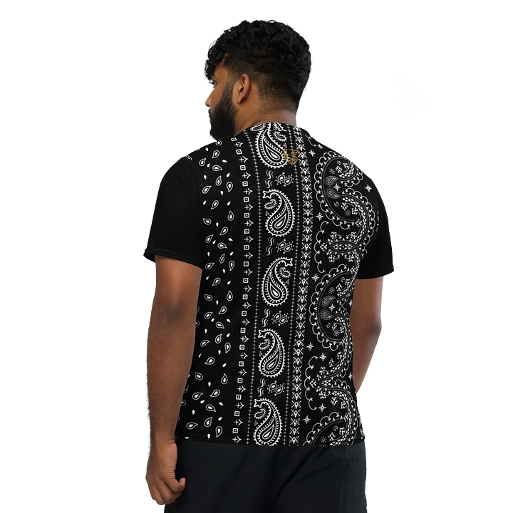 Lafate Store Designer Print Shirt Black Vertical Paisley product image (1)