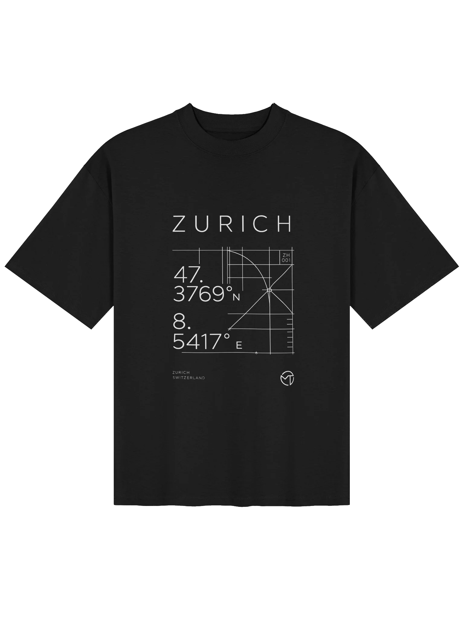 ZURICH Coordinates Tee – Swiss Geometry Premium T-Shirt product image (1)