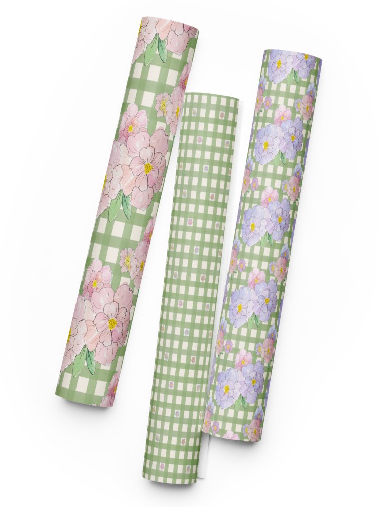 Gingham Blossoms Wrapping Paper Set of 3 Sheets product image (12)
