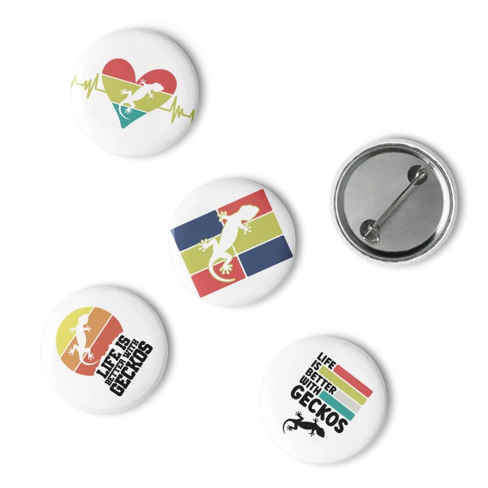 Glossy Color Collection: Pin Button Set with Geckos all over product image (10)