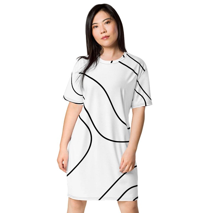 Abstract Black Line Pattern Oversized T-Shirt Dress | TDS Music product image (1)
