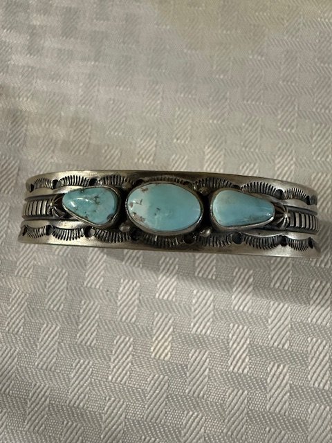 Artisan 3-Stone Dry Creek Turquoise Linear Geometric Cuff product image (1)