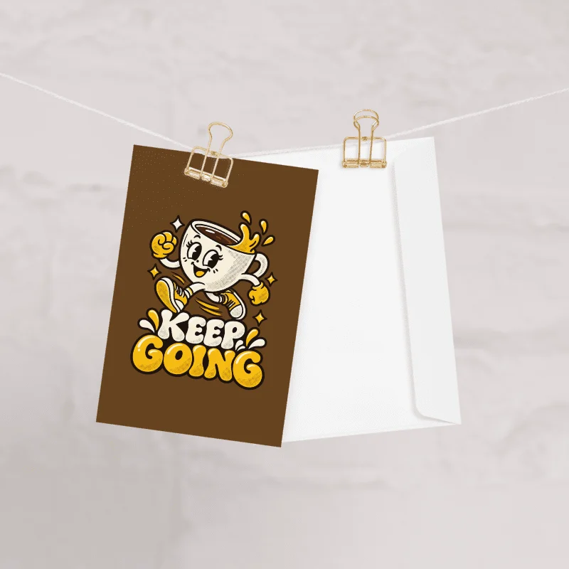 Keep Going Coffee Greeting Card | Retro Motivational Card product image (1)