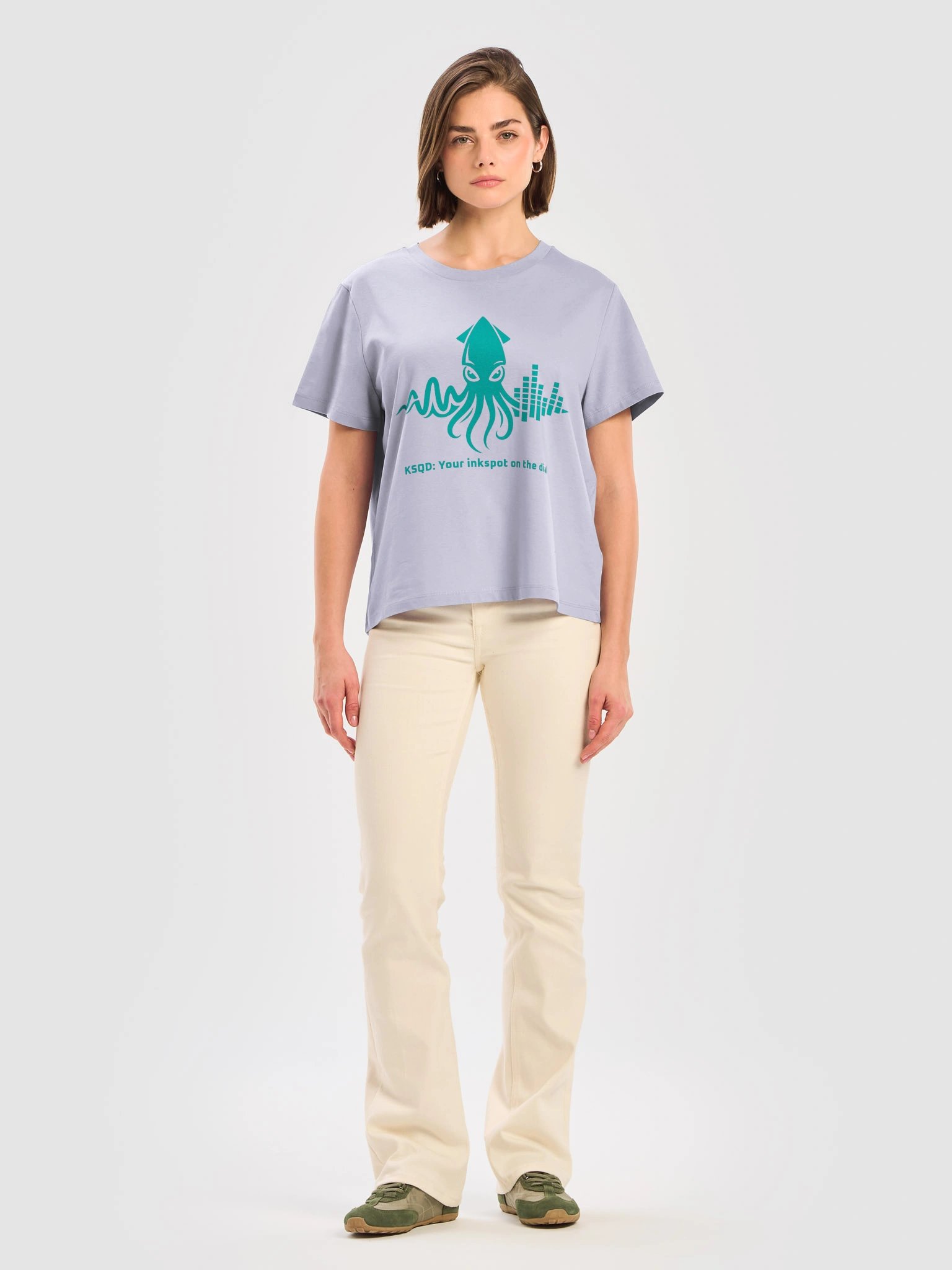 KSQD “Inkspot Soundwave” Organic Ribbed Neck T-Shirt (Blue Squid) product image (2)
