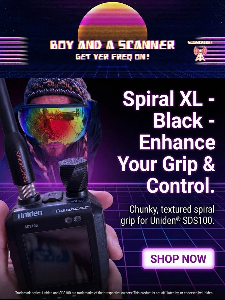 Boy and a Scanner Black Spiral XL — Control Knob (Compatible with Uniden® SDS100) product image (1)