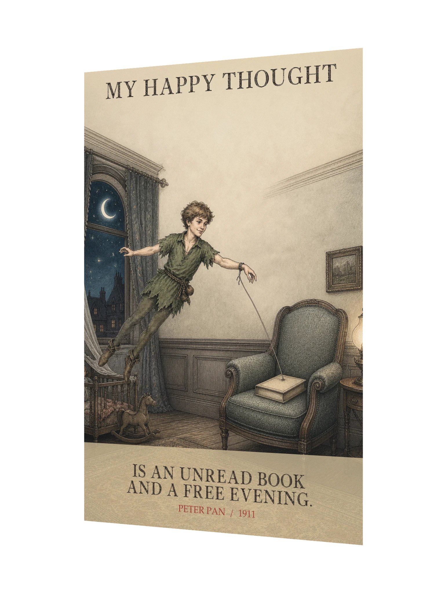 Happy Thought Unread Book Free Evening -- Peter Pan Art Print product image (11)