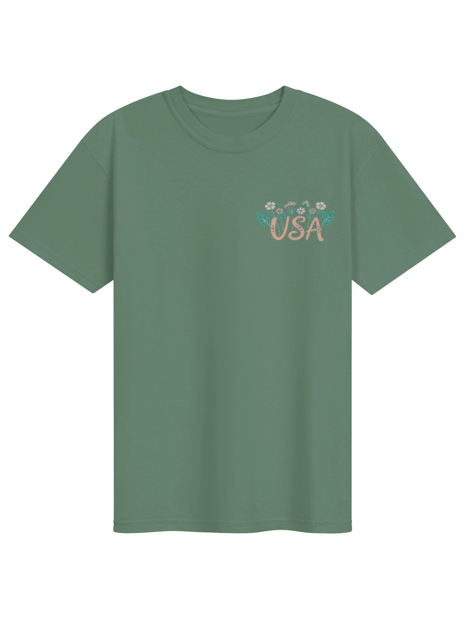 USA Floral Comfort Colors T-Shirt – 4th of July Front Pocket & Back Graphic Tee product image (6)