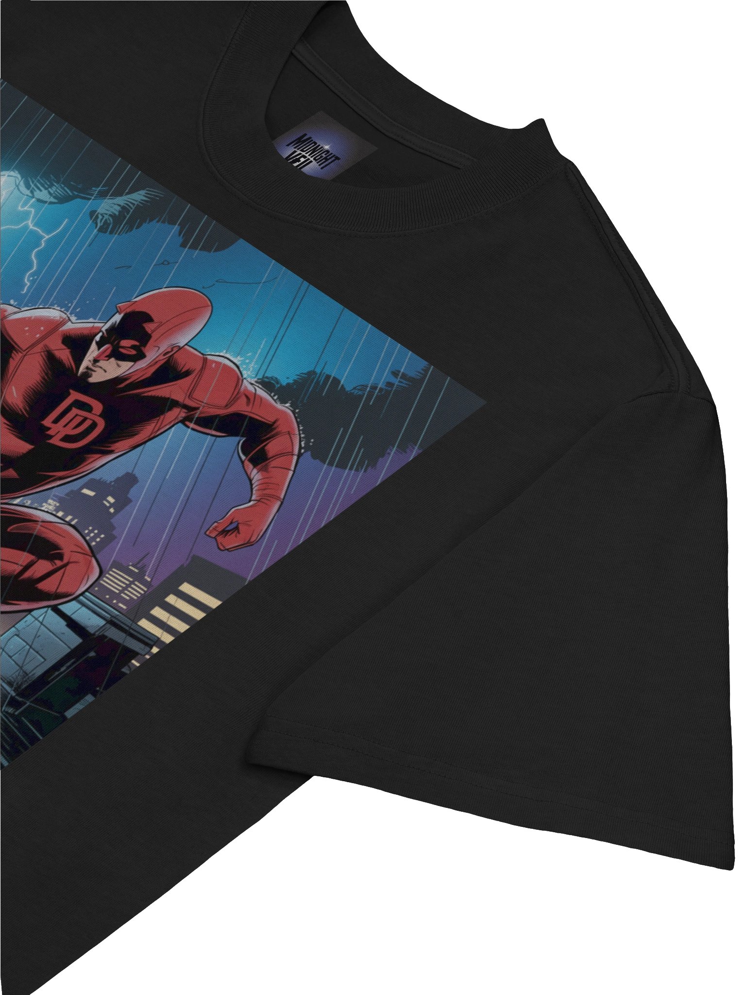 Tempest Veil: Daredevil Lightning Bound Oversized Faded T-Shirt product image (7)