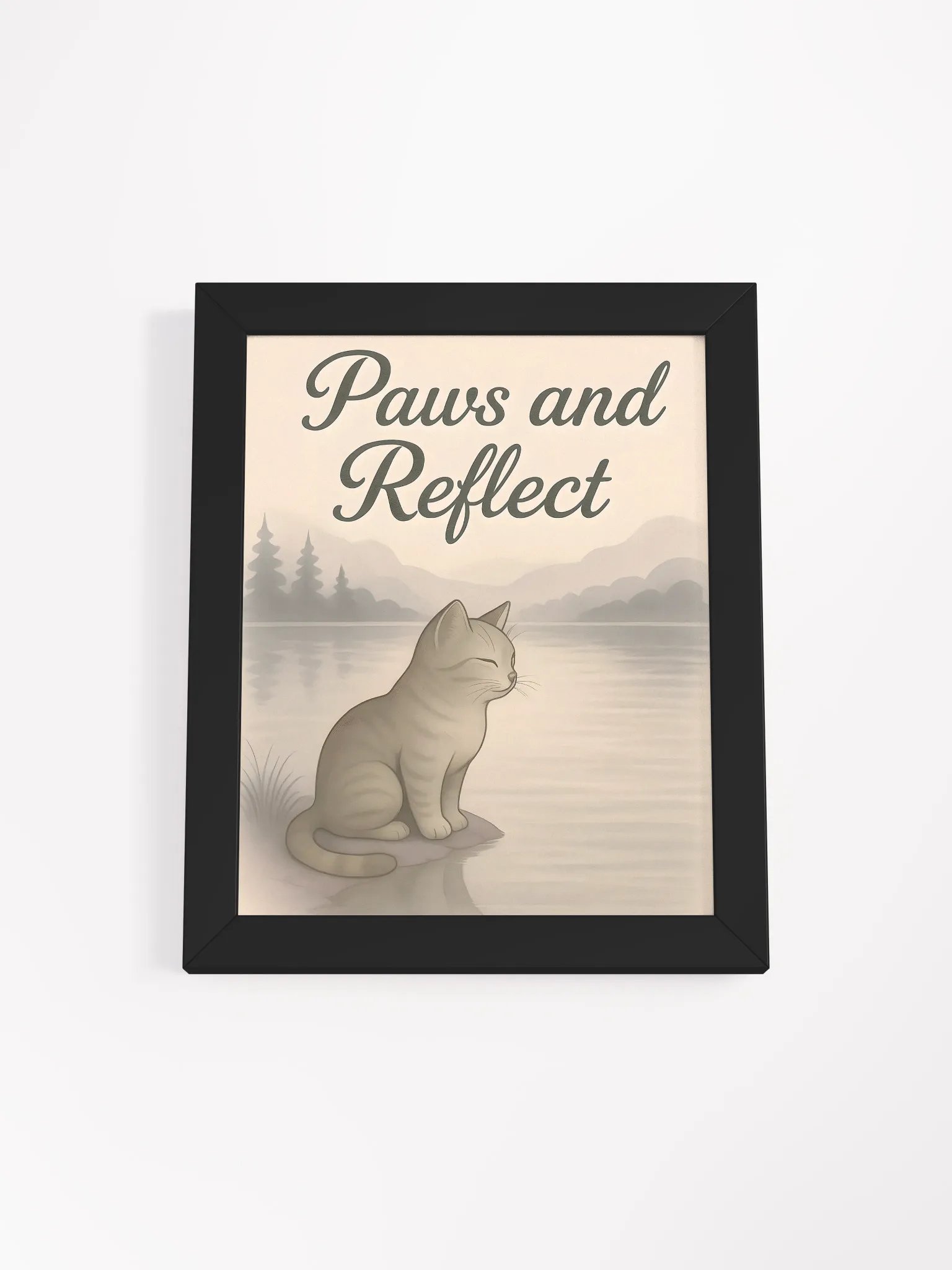 Paws and Reflect Framed Motivational Cat Poster product image (1)