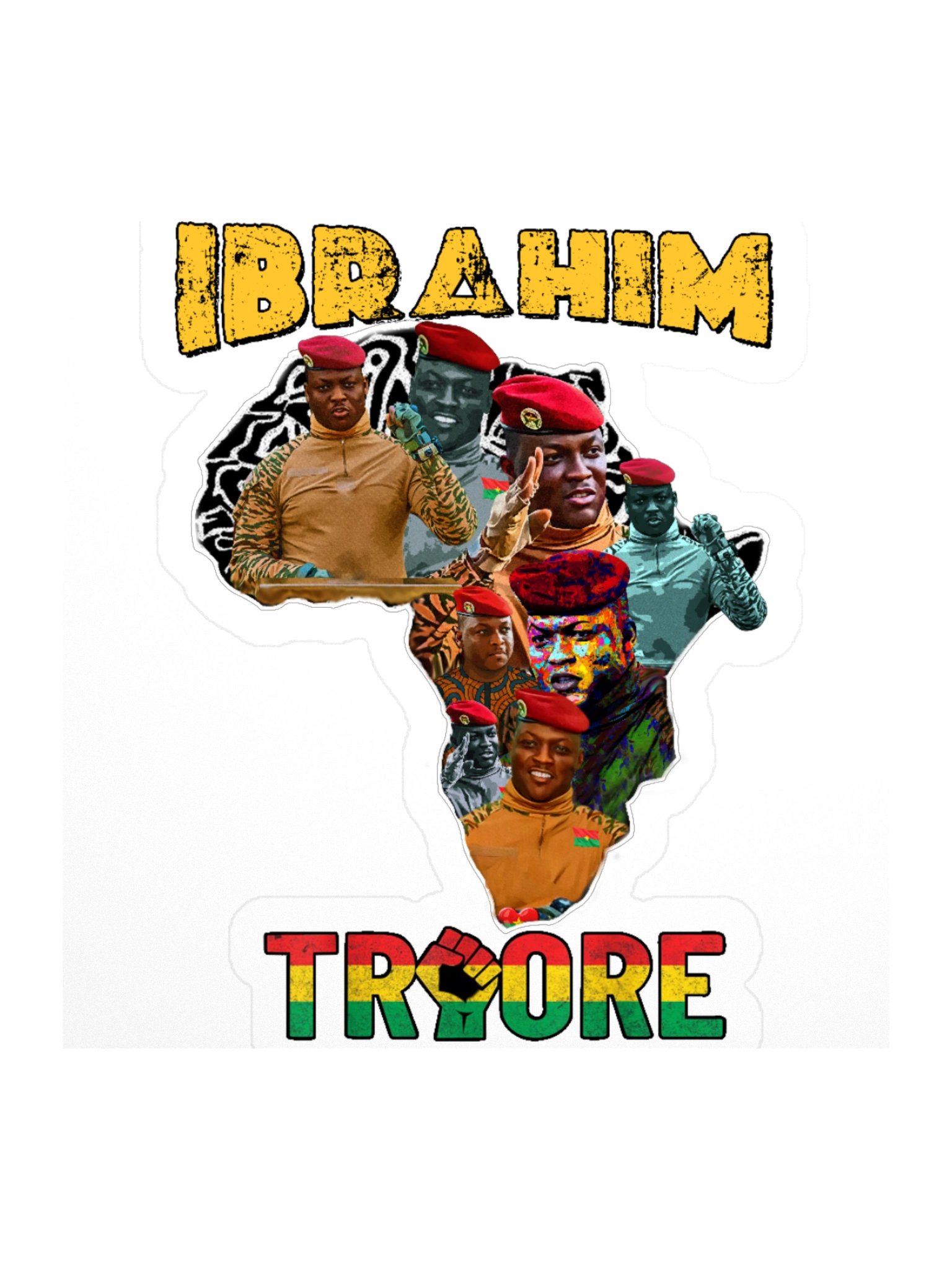 Ibrahim Traoré Africa Map Sticker | Pan-African art product image (1)