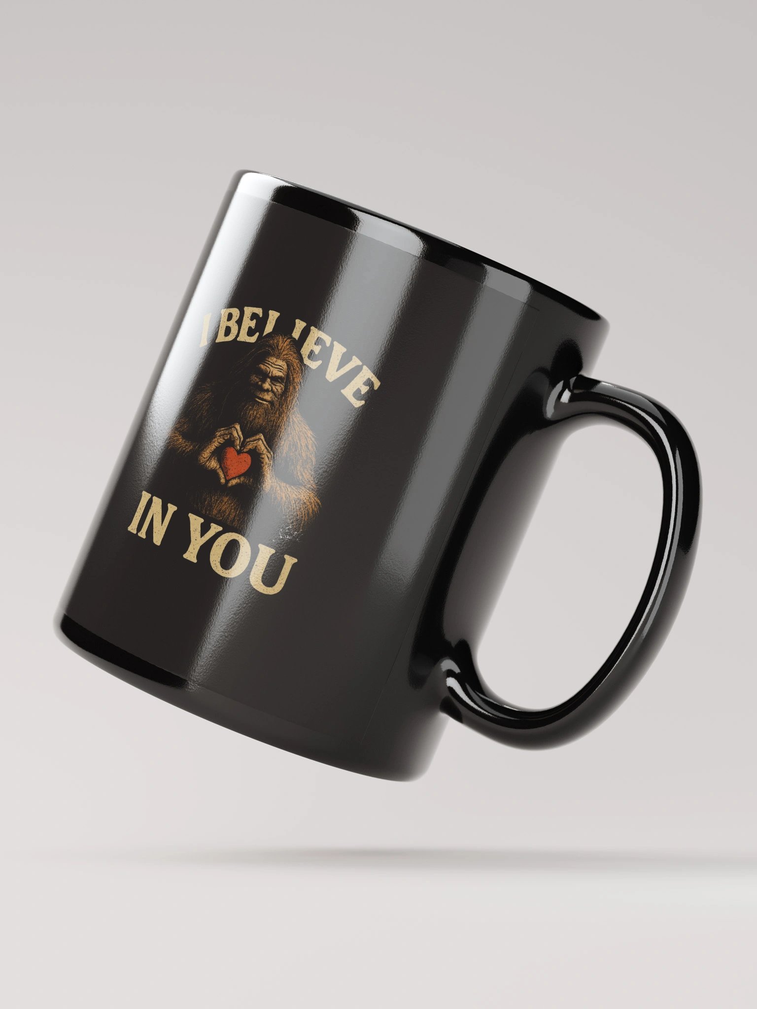 Bigfoot “I Believe in You” Motivational Black Coffee Mug product image (4)