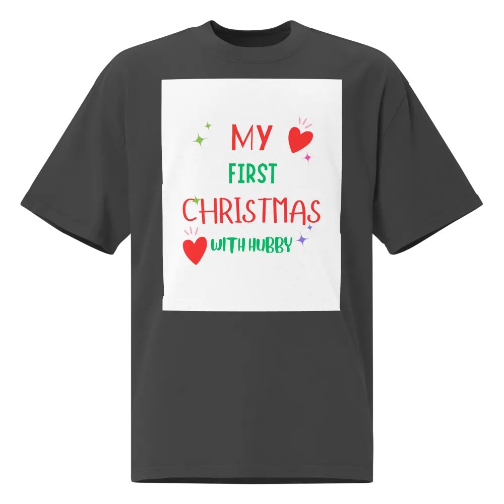 First Christmas with Hubby Oversized Faded Tee product image (1)