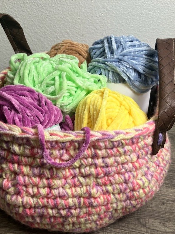 Spring Wildflower - One-of-a-Kind Medium Designer Crochet Basket product image (1)