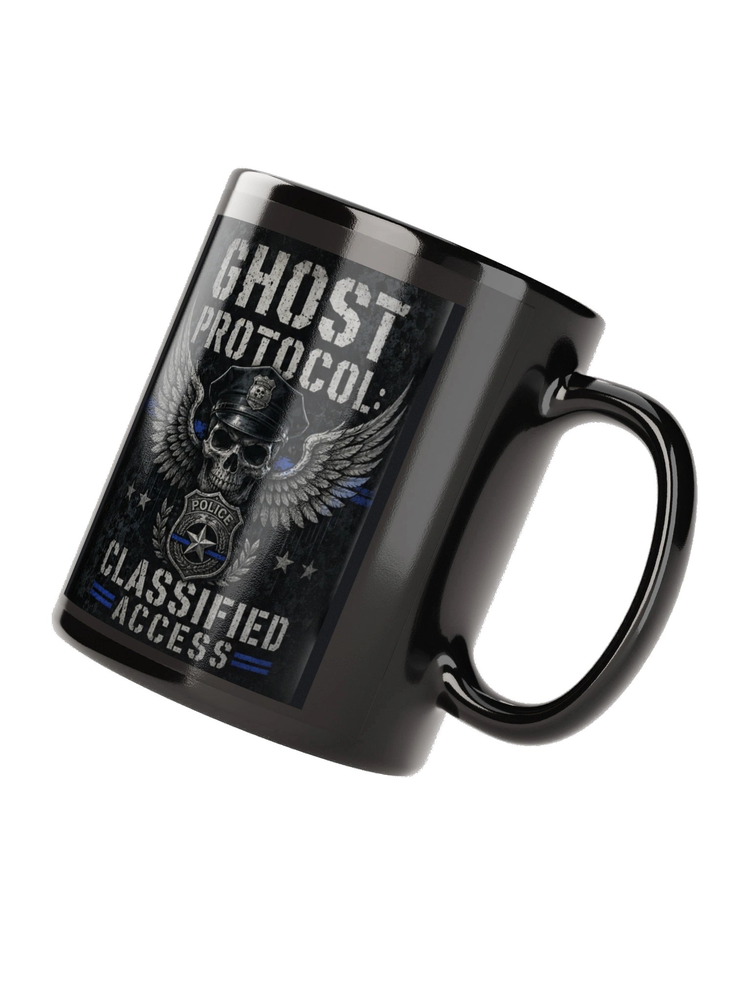 Funny Police Coffee Mug | Thin Blue Line Skull Cup | 11oz & 15oz product image (7)