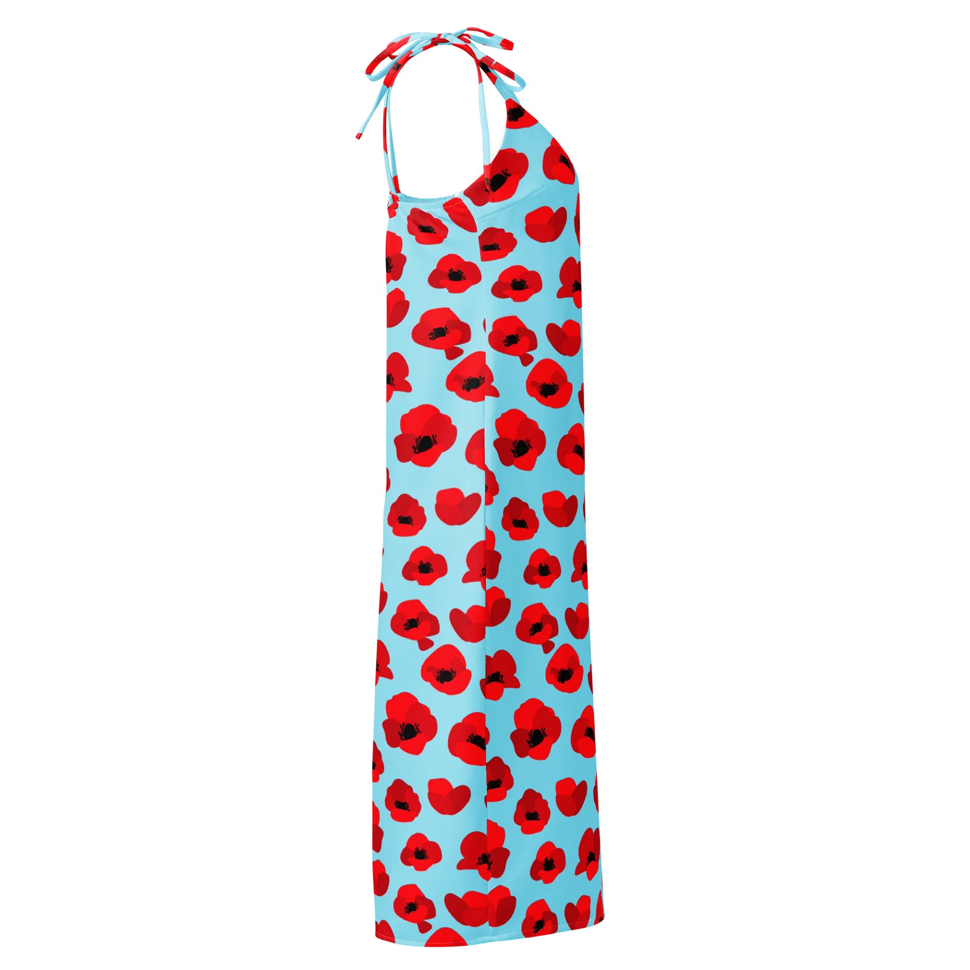 Sky Blue & Red Poppy Slip Dress product image (4)