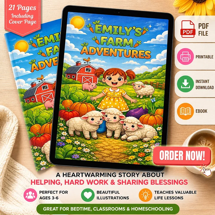Emily’s Farm Adventure | Children’s Storybook PDF | Printable| Ages 3–6 | Instant Download product image (1)