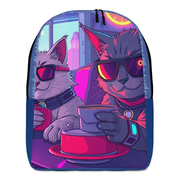 Minimalist Backpack-Cyber Brew: Cool Cats & Caffeine product image (1)
