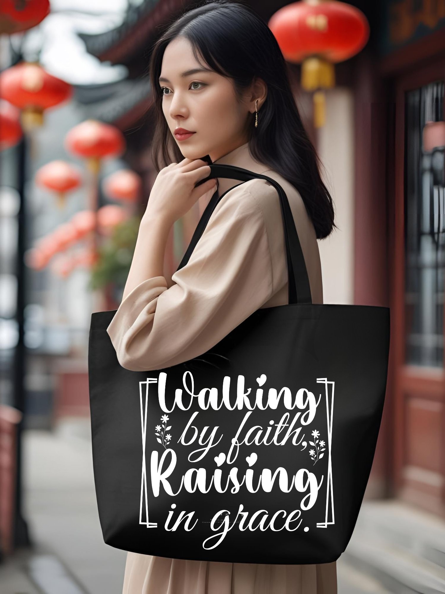 Walking by Faith, Raising in Grace, Eco Tote Bag. product image (1)
