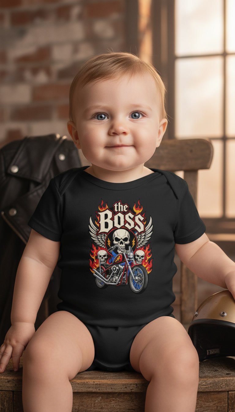 The Boss Biker Baby Bodysuit product image (3)
