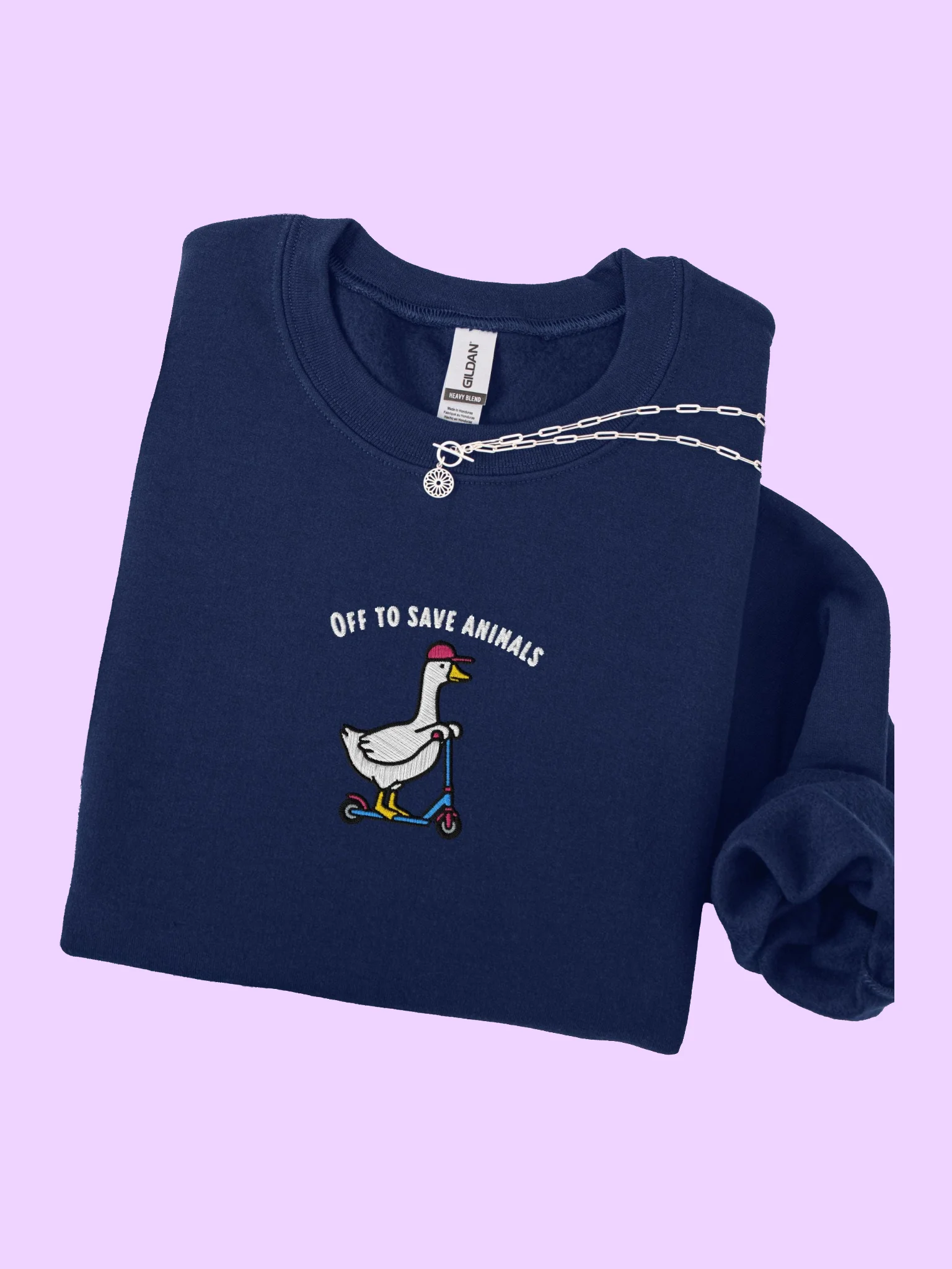 Embroidered Silly Goose "Off to Save Animals" Sweatshirt product image (2)