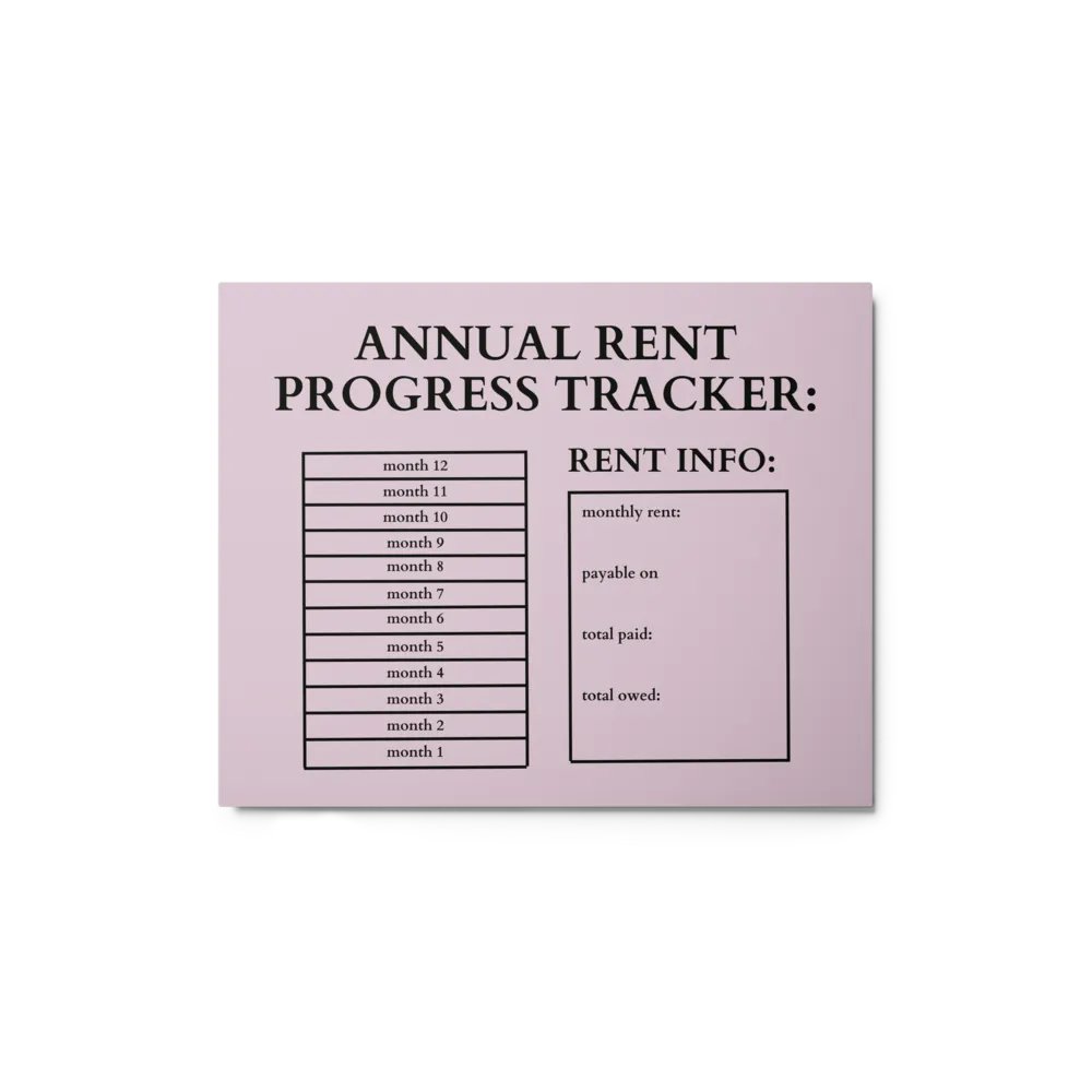 HIGHFALUTIN ANNUAL RENT TRACKER (black design 13) product image (1)