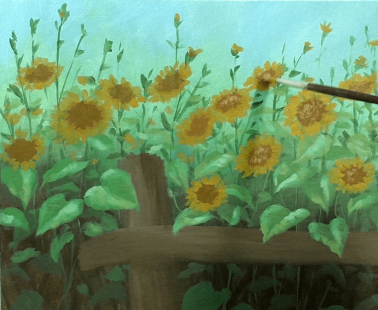 DOWNLOADABLE Acrylic Painting Tutorial - Sunflowers in the Fence product image (7)