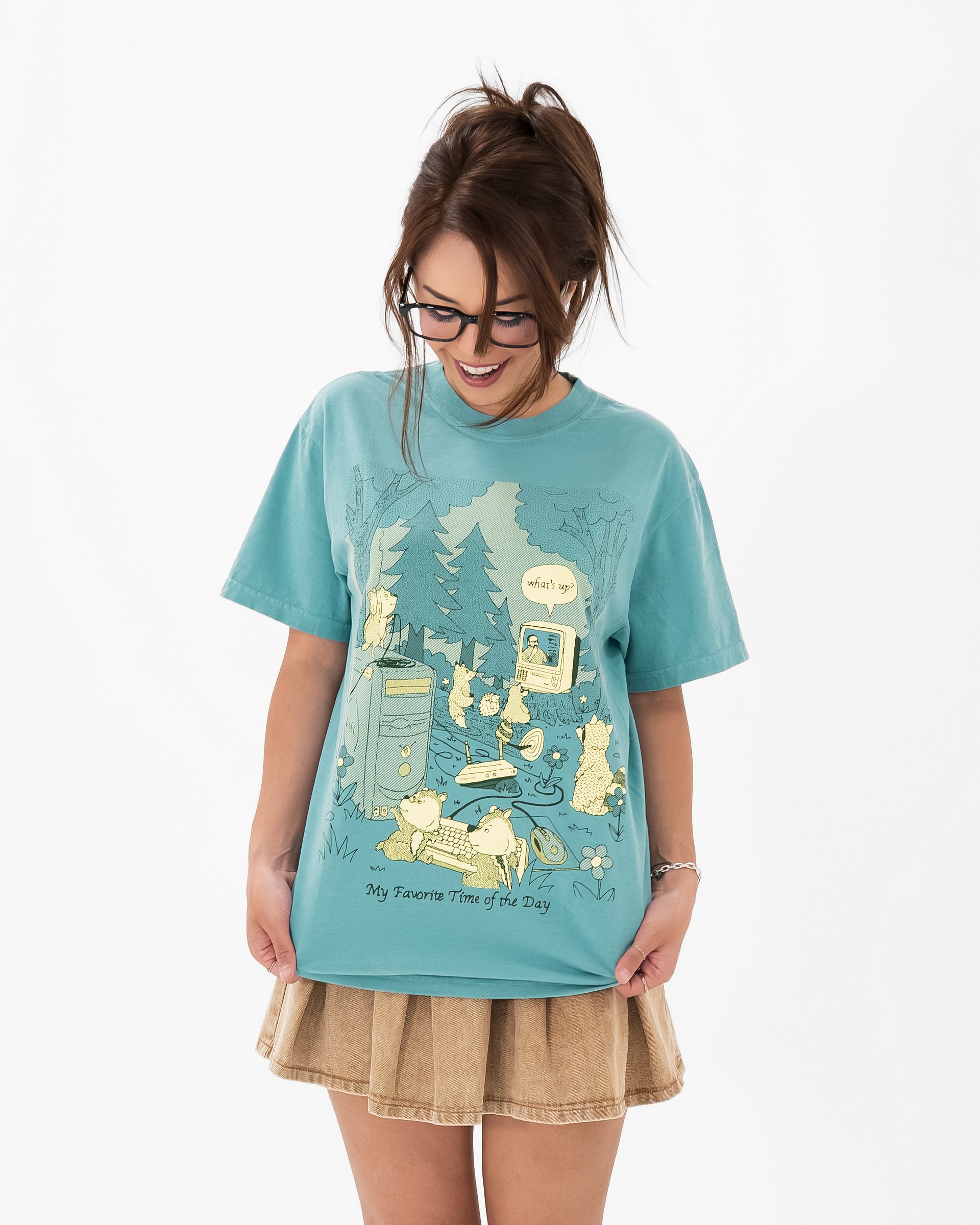 STREAM WITH ME TEE- SEAFOAM product image (2)