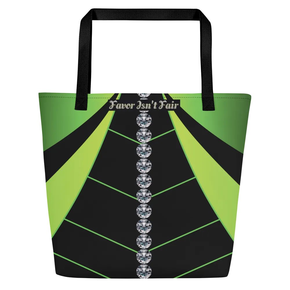 Black and Green Geometric with Diamonds BBG Tote Bag with Pocket product image (2)