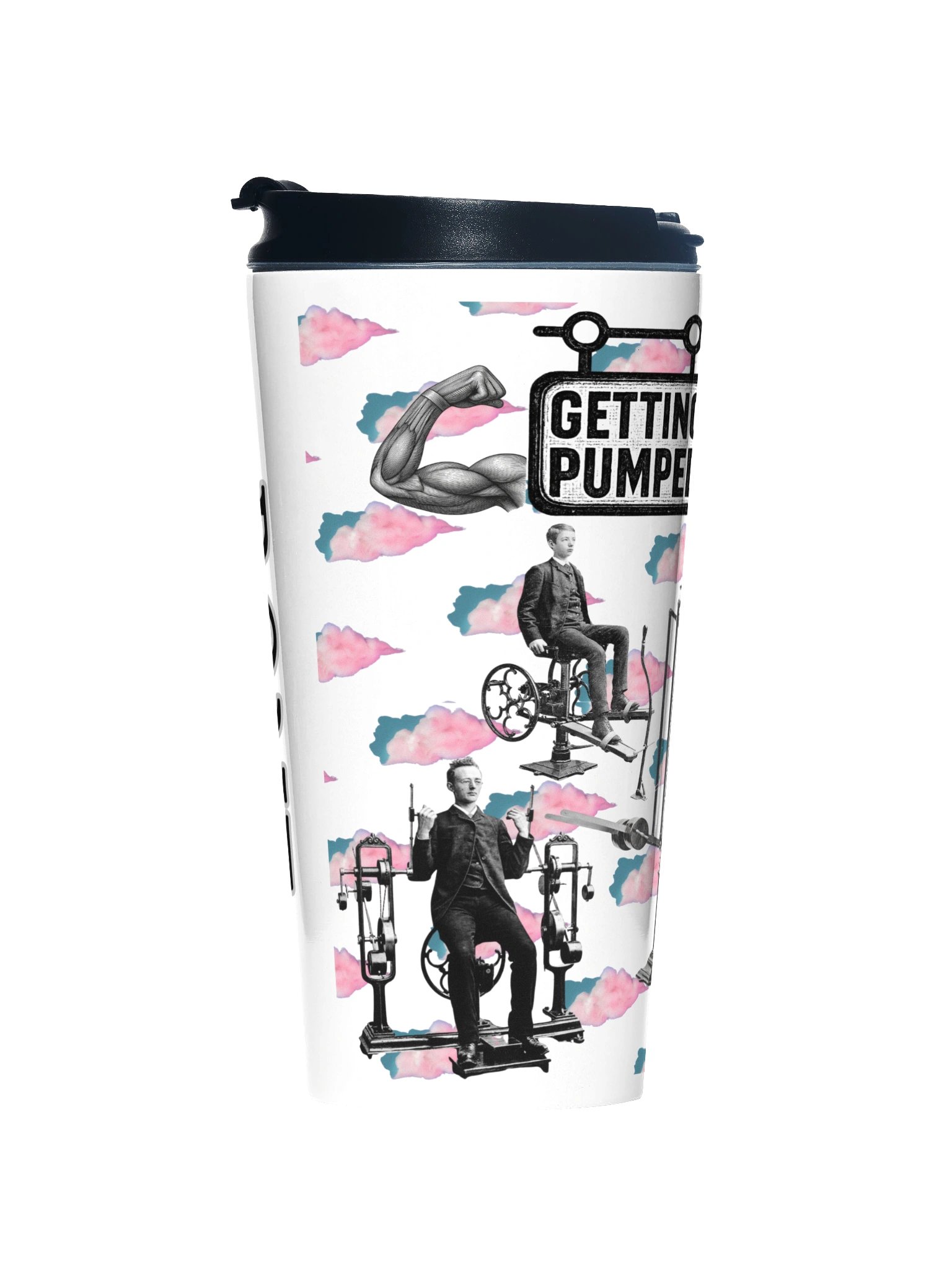 Getting Pumped Vintage Fitness Collage Travel Mug product image (1)