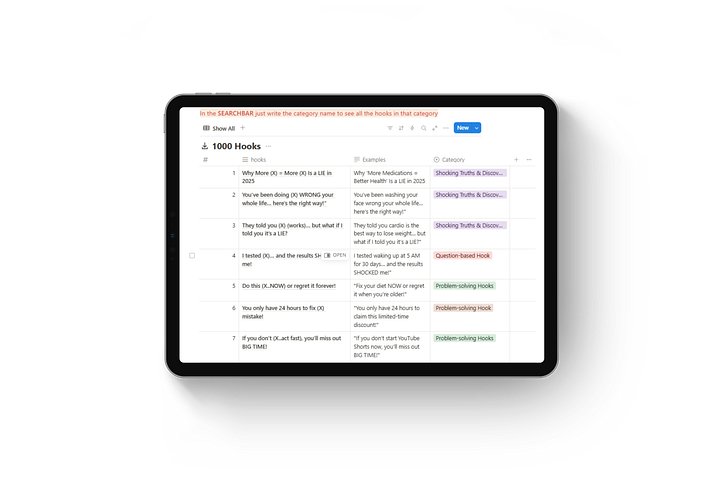 1000 Viral Hooks Bundle For Instagram Reels & Tiktok Videos product image (2)