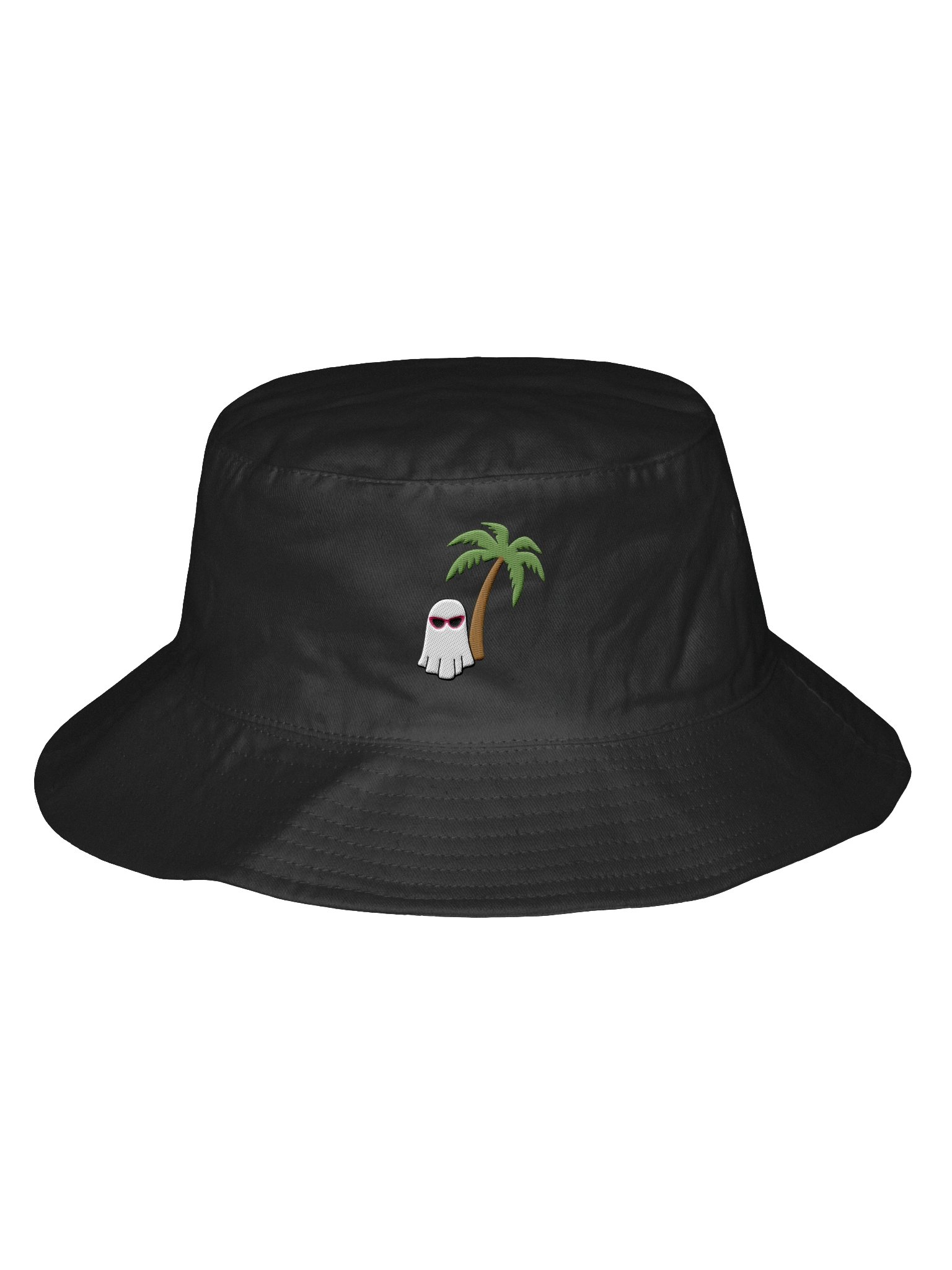 palm tree ghostie embroidered bucket hat product image (2)