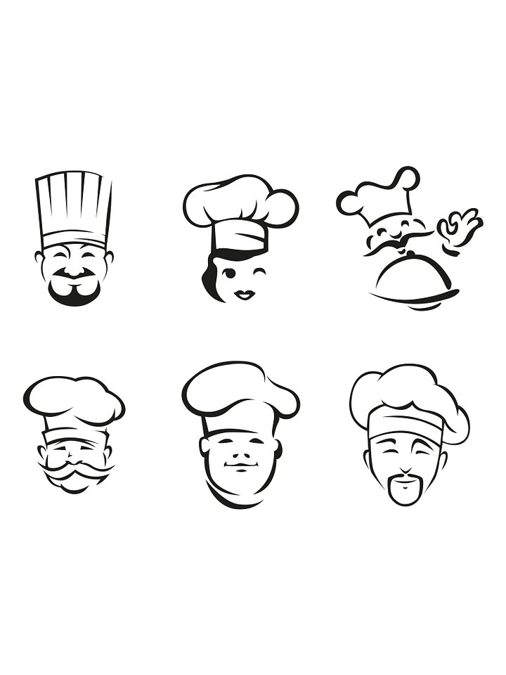 Chef Svg, Chef Hat Vector, Chef Silhouette, Kitchen, Cooking Clipart, Chef line art, Cricut Cutting File. product image (2)