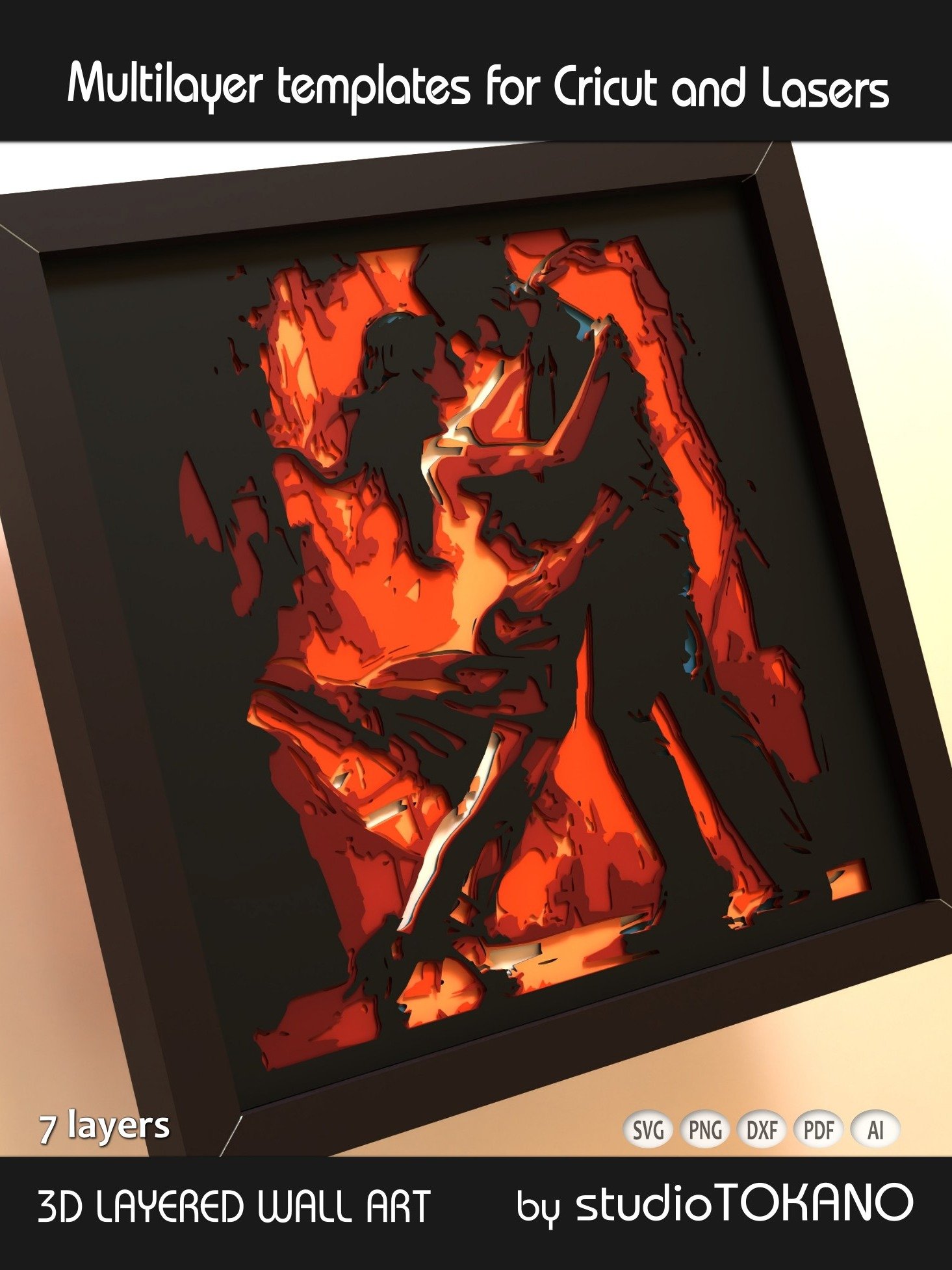 Tango Couple Layered Cut File product image (4)