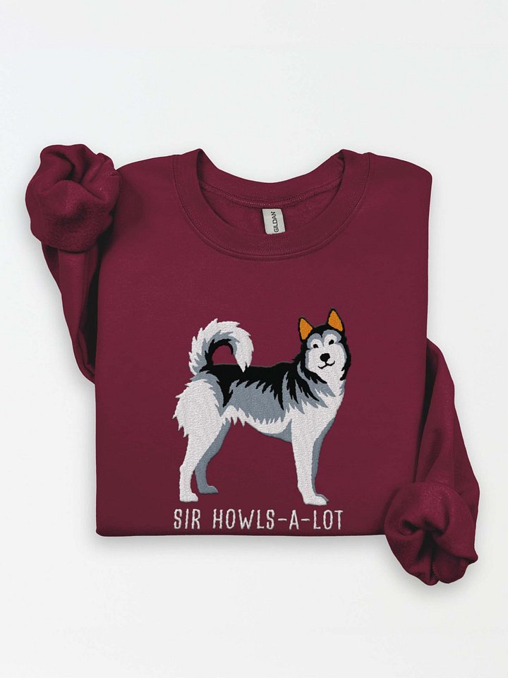 Sir Howls-A-Lot Sweatshirt (Embroidered) of a Siberian Husky(Gray & White) product image (1)